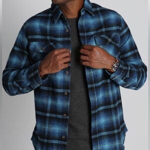 JACHS MFG Blue Plaid Flannel Shirt – 100% Cotton
